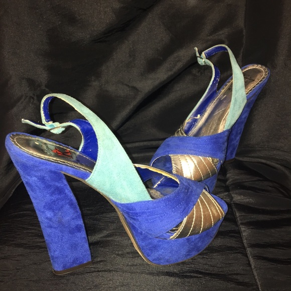 royal blue and silver heels